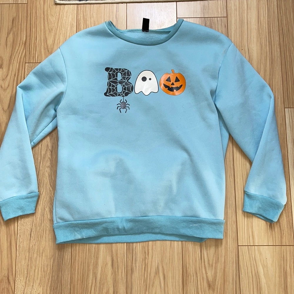 Powder Blue BOO Halloween Crew Neck